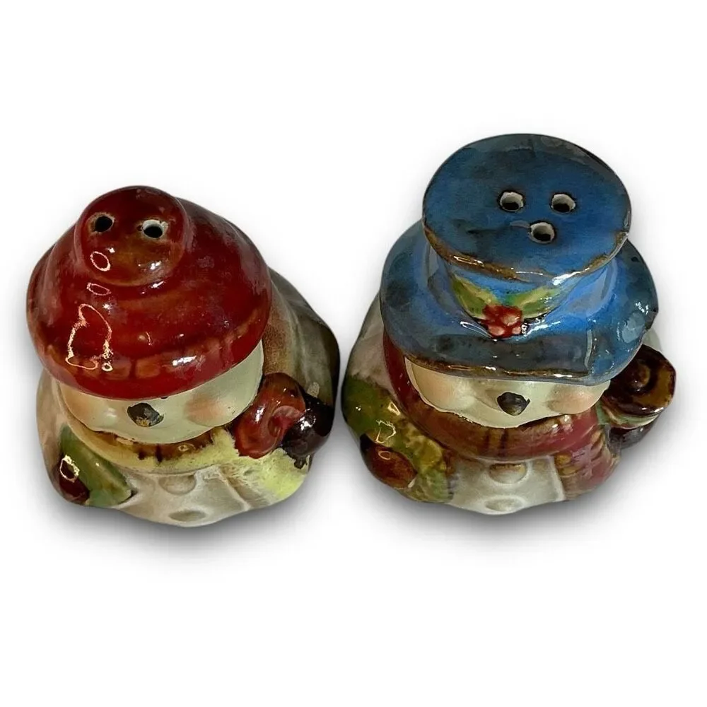 Christmas KIRKLAND’S Potter’s Garden Snowman Salt & Pepper Creamer & Sugar Set